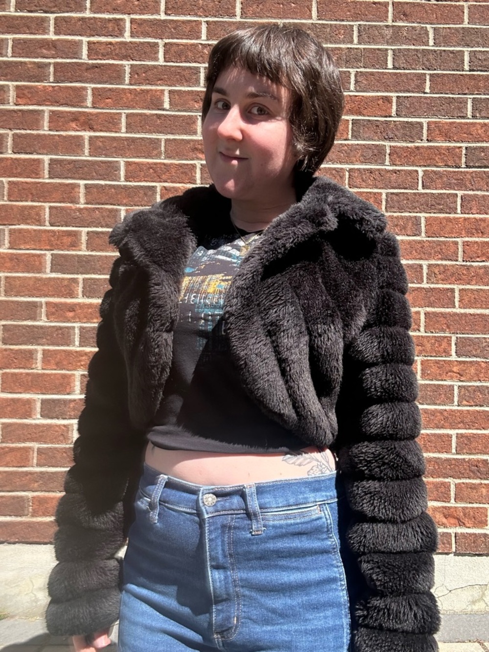 Y2K cropped fur jacket